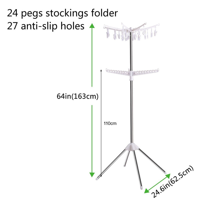 Clothes Line Airer Rack Indoor 2 Tier Steel 20m Drying Space Foldable Portable