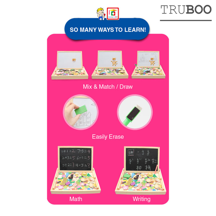 Truboo Kids Magnetic Drawing Board Toy Educational Doodle Pad Puzzle Children