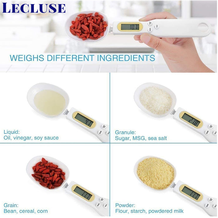 Lecluse Digital Measuring Spoon Electronic Food Weight Scale LCD 500/0.1g