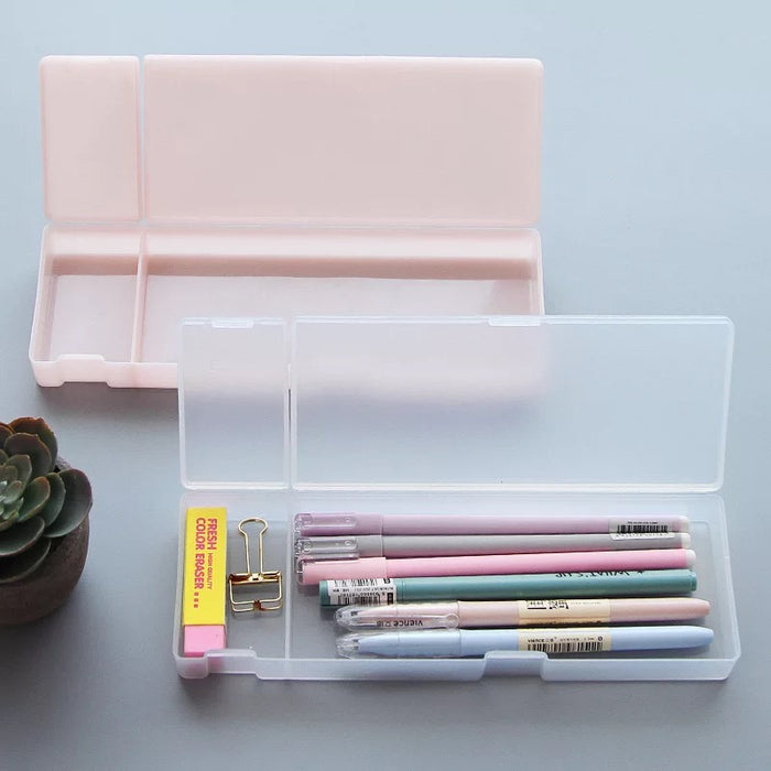 Pencil Case Clear Pen Box Stationery Waterproof Office School Plastic Classic AU