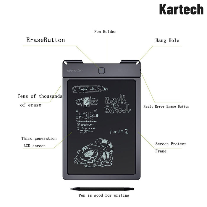 Kartech LCD Writing Tablet for Kids Digital 5 9 13" Drawing Board Pad Electronic