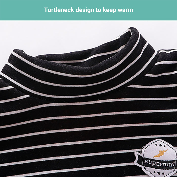 Truboo Kids Winter Long Sleeve T-Shirt Unisex Fleece Sweater Striped Thickening