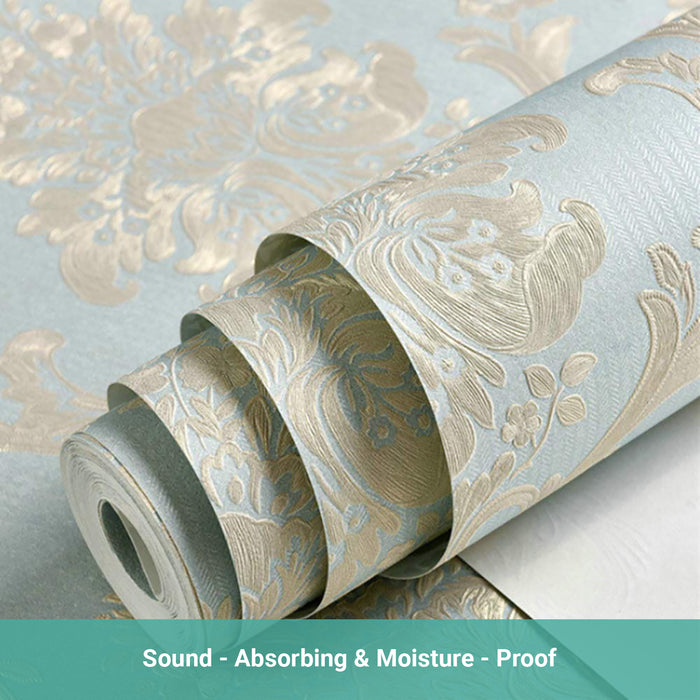 Wasel 3D Luxury Damask Wallpaper Nordic Embossed Texture Paper Roll Bedroom Stic