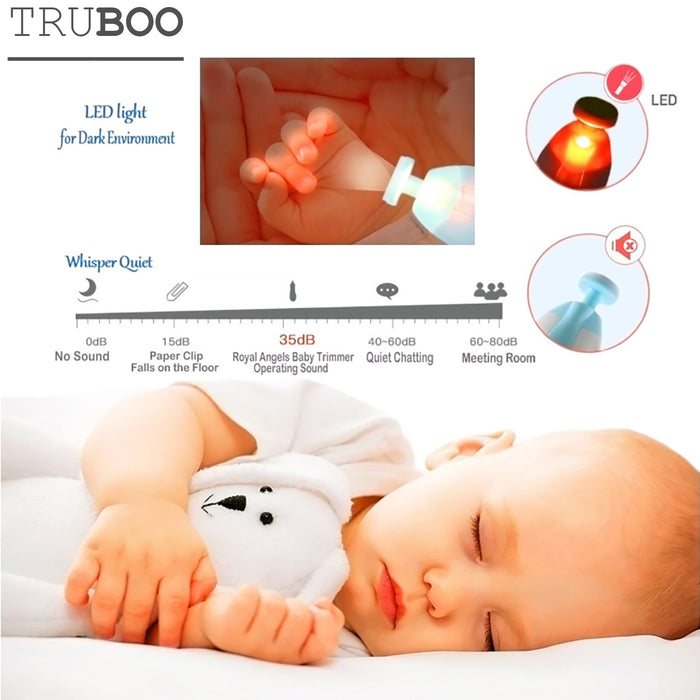 Truboo Electric Baby Nail Trimmer Infant Newborn Safe Grinder Clipper Tools Set