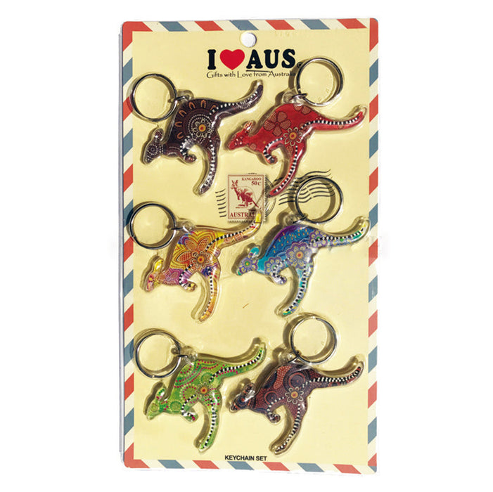 6pcs Australian Souvenirs Keyring Chain Acrylic Kangaroo Gift Bulk Aussie