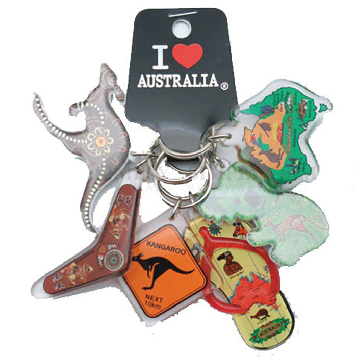 6pcs Australian Souvenirs Keyring Chain Kangaroo Acrylic Gift Bulk Aussie