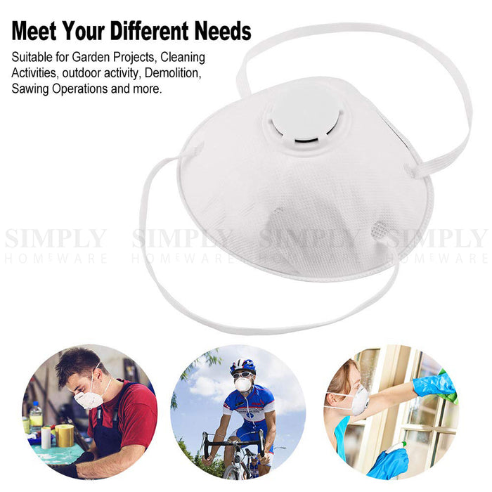 Particulate Respirator Mask Anti Dust Filter FFP2 Disposable Half Face N95 White - Simply Homeware