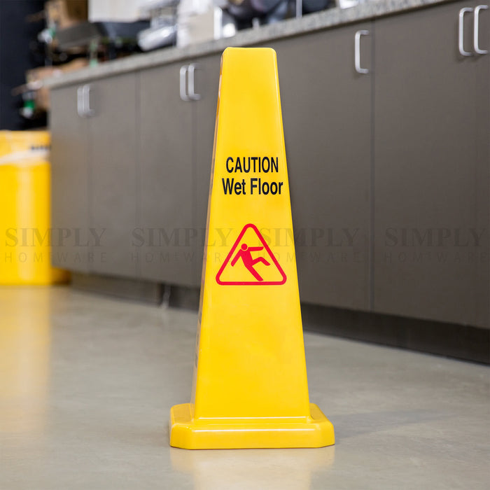 Wet Floor Cone Caution Safety Sign Yellow Hazard Slippery Cleaning Warning 93cm