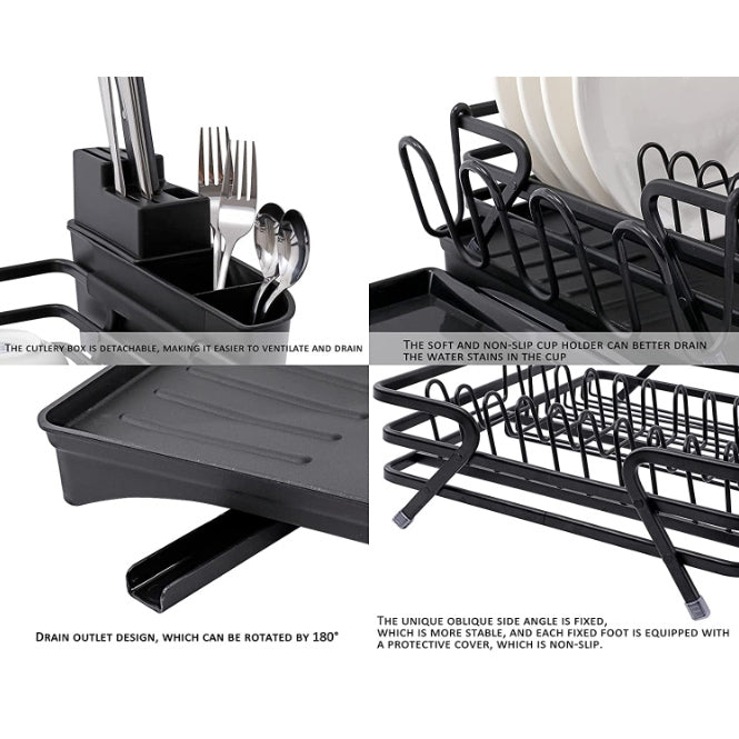 Lecluse Aluminum Dish Drying Rack Rustproof Sink Dish Rack And Drainboard Set Di