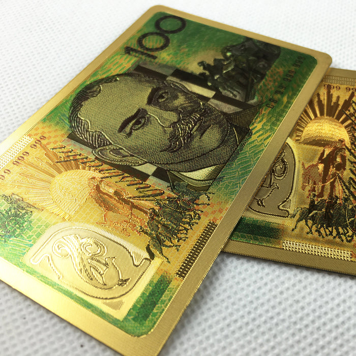 Playing Cards Gold Plastic Decks Card Games Souvenir Deck Australian & US Dollar