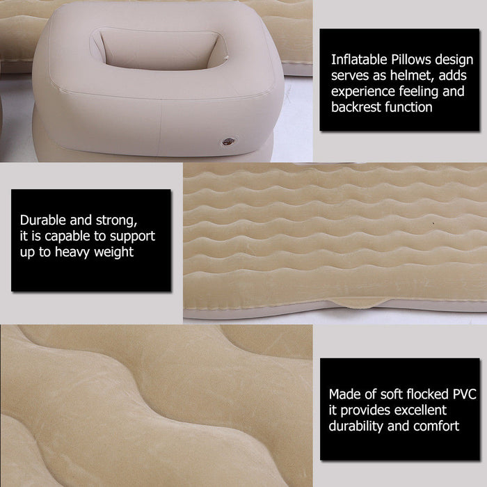 Crocox Car Inflatable Mattress Air Bed Back Seat Camping Travel Portable Cushion
