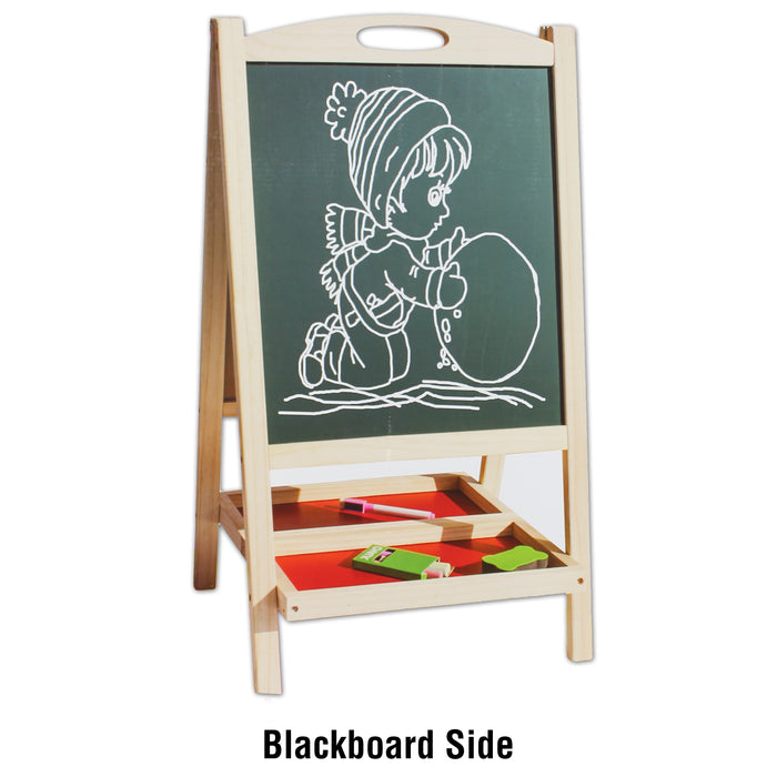 Kids Easel Art Childrens Whiteboard Blackboard Stand Wood Magnetic Drawing Board