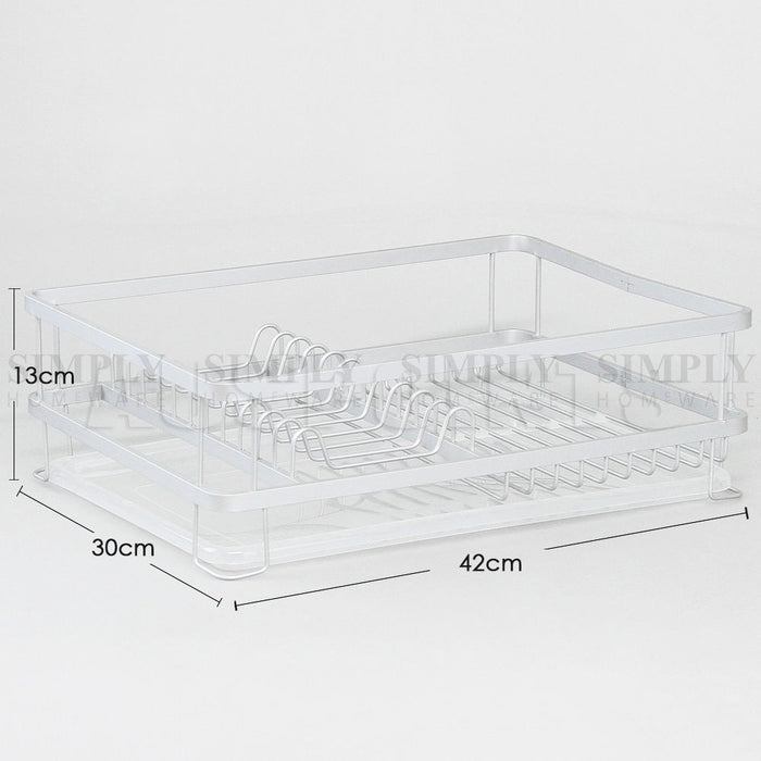 Aluminium Dish Rack Drainer 1/2 Tier Kitchen Plate Drying Cutlery Holder Tray - Simply Homeware
