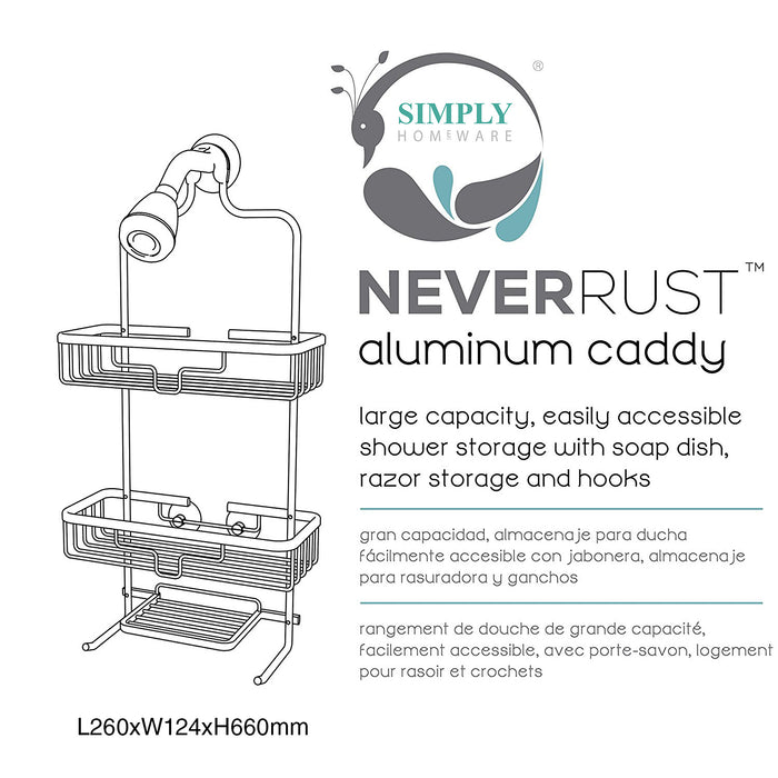 Aluminium Shower Caddy Hanging Rust Proof Organiser Bathroom Shelf Storage Hook