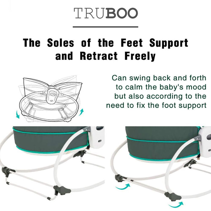 Truboo 5 In 1 Baby Rocker Infant Swing Chair Newborn Bouncer Bassinet Bed