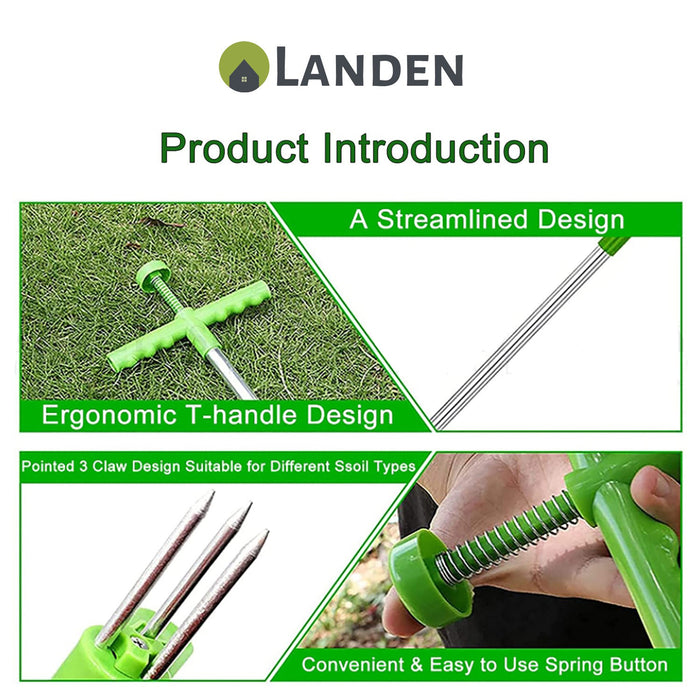 Landen Garden Weed Puller Standing Plant Root Remover Manual Weeder Hand Tool