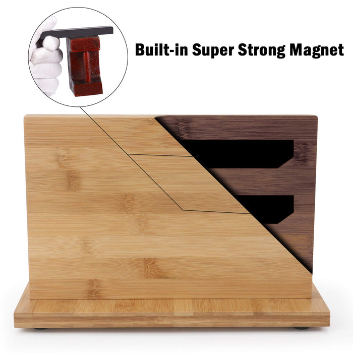 Lecluse Magnetic Knife Holder Wooden Block Kitchen Rack Tool Storage Stand Bar