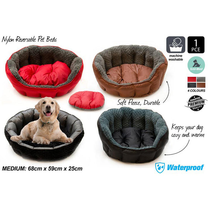 Dog Bed Cat Pet Beds Reversible Bedding Luxury Puppy Soft Waterproof Large Red