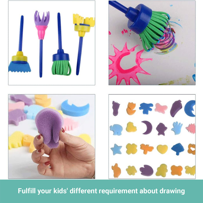 Truboo Kids Painting Brush Set Sponge Toy Children Toddler DIY Tool Kit 30/64Pcs