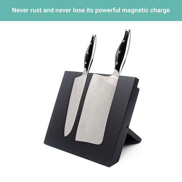 Lecluse Foldable Magnetic Knife Holder Wooden Stand Kitchen Rack Storage Block