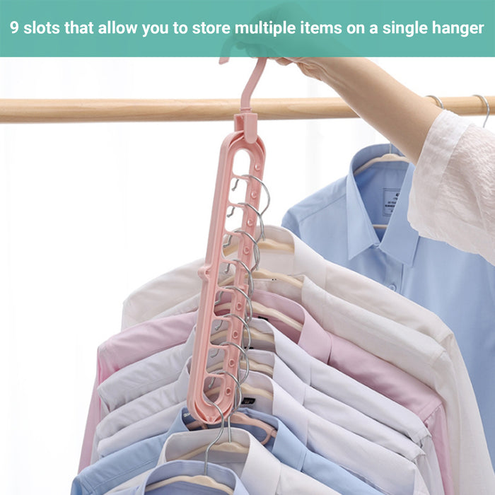 10x Lecluse Folding Hanger Anti-skid 9 In 1 Clothes Magic Saving Drying Hook