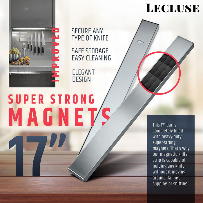 Lecluse Magnetic Knife Rack Holder Strips Strong Tool Block Shelf Stand Wall Bar