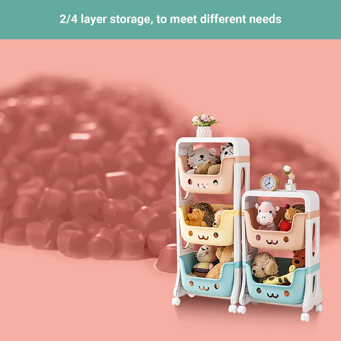 Lecluse Toy Storage Trolley Rolling Cart Kitchen Bathroom Organiser 2/4 Tier