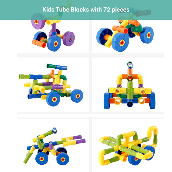 Truboo Kids Tube Blocks Building Toy DIY Set Educational Engineering 72 PCS Gift