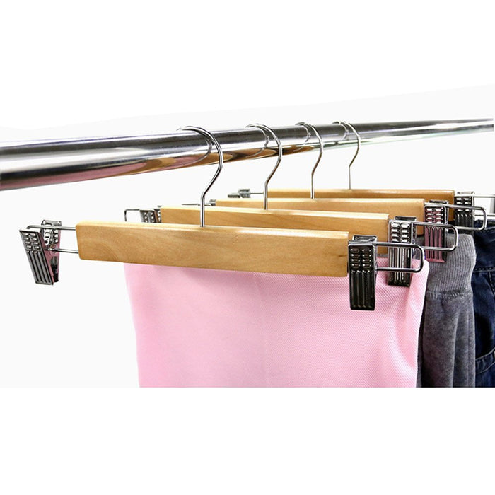 Wooden Clip Hangers Trouser Skirt Coat Pants Bulk Clothes Clothing Coathangers
