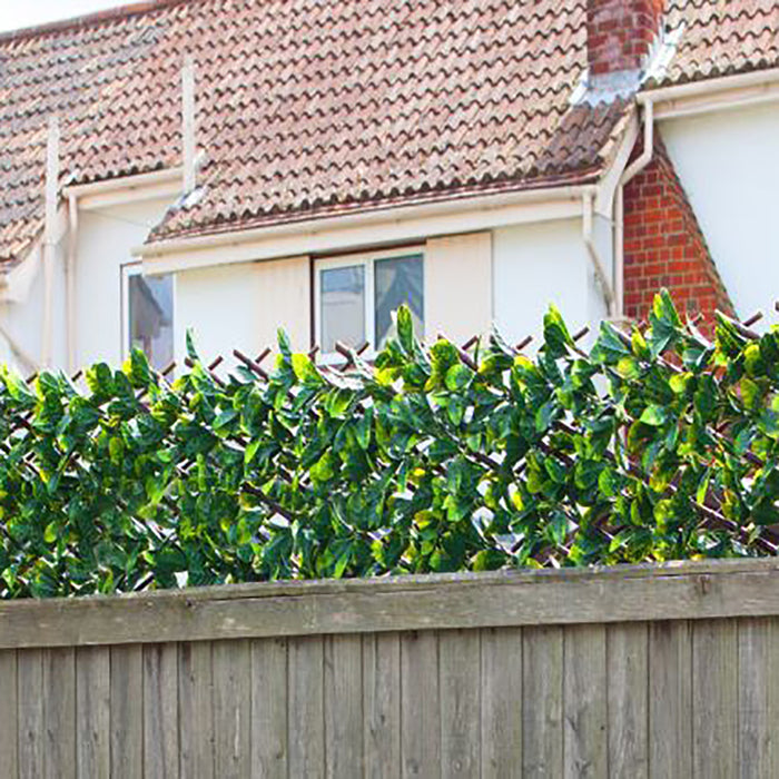 Expanding Trellis Artificial Plant Garden Green Wall Leaf Ivy Wood Fence 200cm
