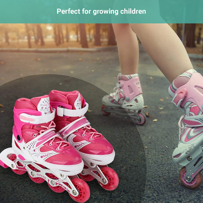 Crocox Kids Inline Skates Roller Blades Adjustable Light Up Boots Children Girls