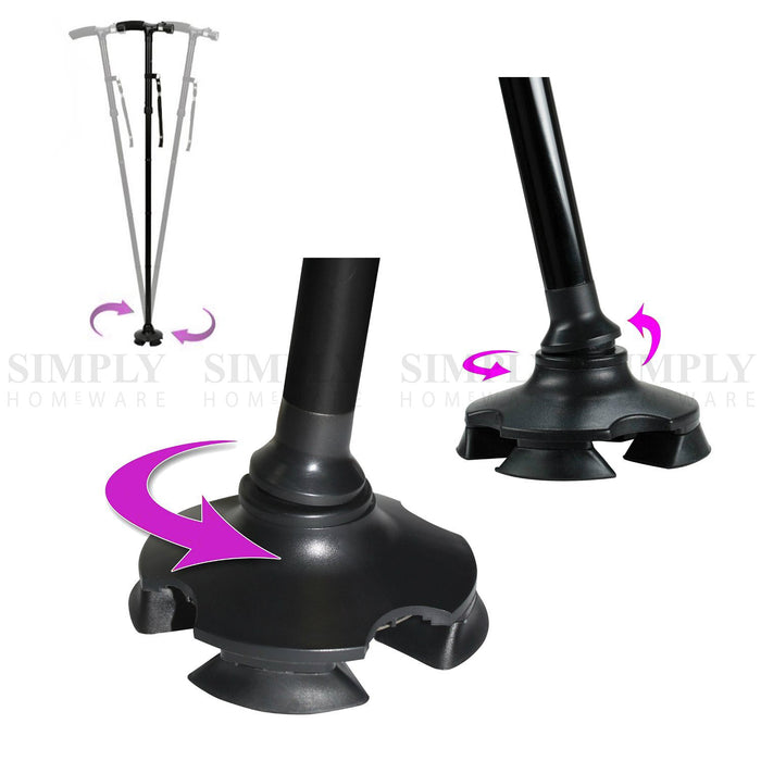 Walking Stick Cane Folding With Light LED Strap Handle Black Metal Adjustable - Simply Homeware