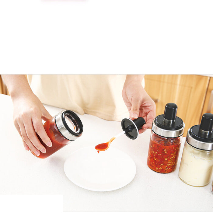 4x Seasoning Bottle Spoon Glass Oil Vinegar Dispenser Pourer Stainless Steel AU