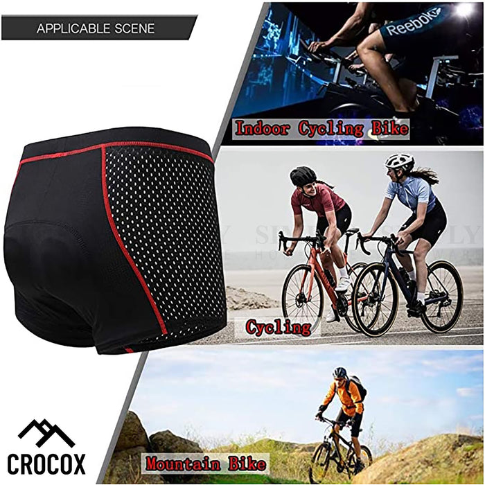 Crocox Men's Cycling Shorts 3D Padded Riding Underwear Quick