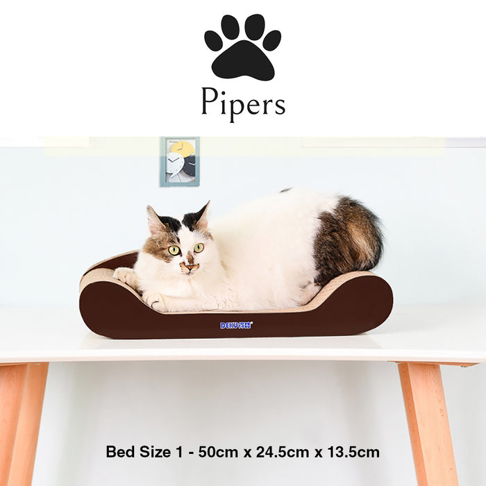 Pipers Cat Scratcher Cardboard Bed Lounge Sofa Pet House Post Board Small Large