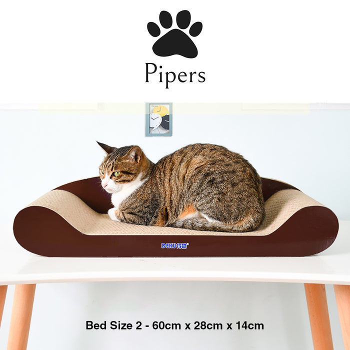 Pipers Cat Scratcher Cardboard Bed Lounge Sofa Pet House Post Board Small Large