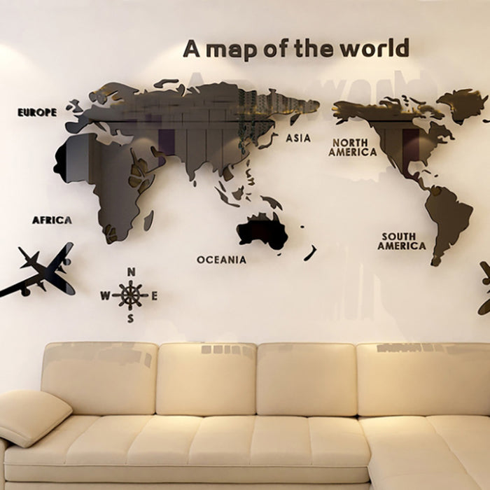 Lecluse 3D Acrylic Wall Sticker World Map Wall Decal Sticker Murals Map Wall Nur