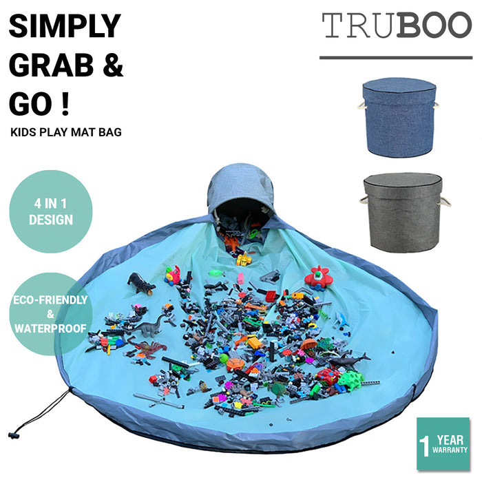Truboo Kids Play Mat Bag Toy Storage Organiser Portable For Lego Drawstring 1.5m
