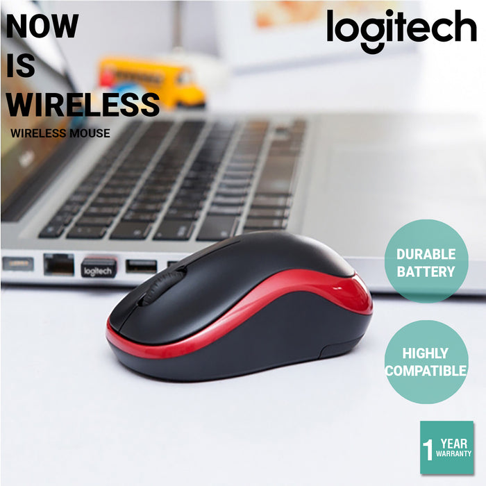 Logitech M185 Wireless Mouse 2.4Ghz 1000DPI USB Receiver Office Gaming Blue Red
