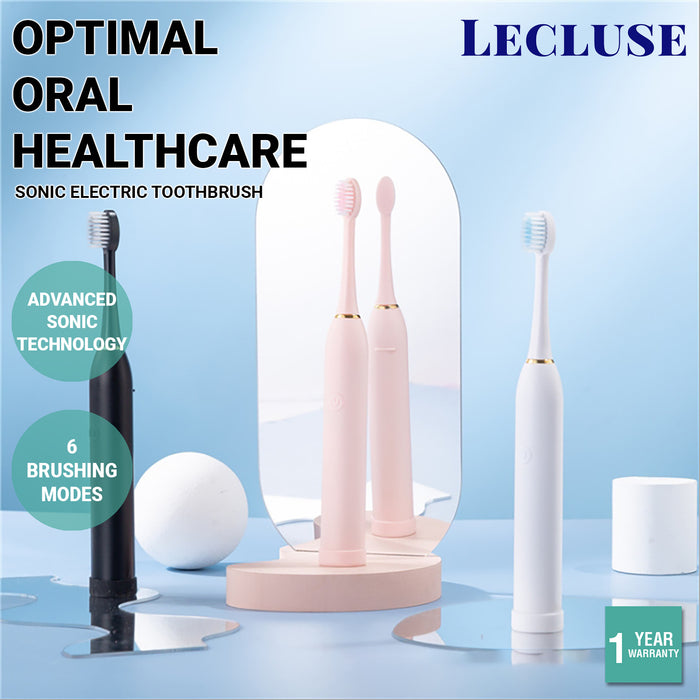 Lecluse Sonic Electric Toothbrush USB Rechargeable Ultra Whitening Adults Kids