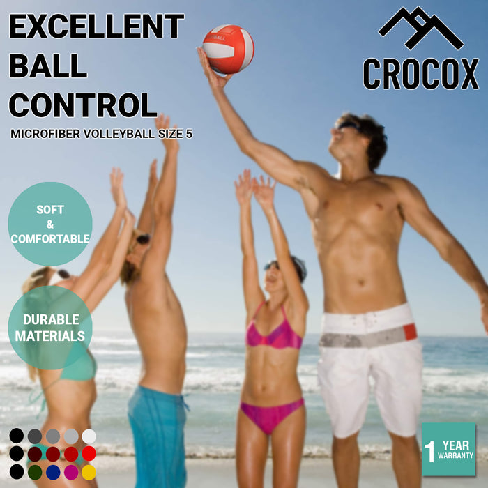 Crocox Microfiber Volleyball Size 5 Traning Soft Touch Indoor Outdoor Beach Play