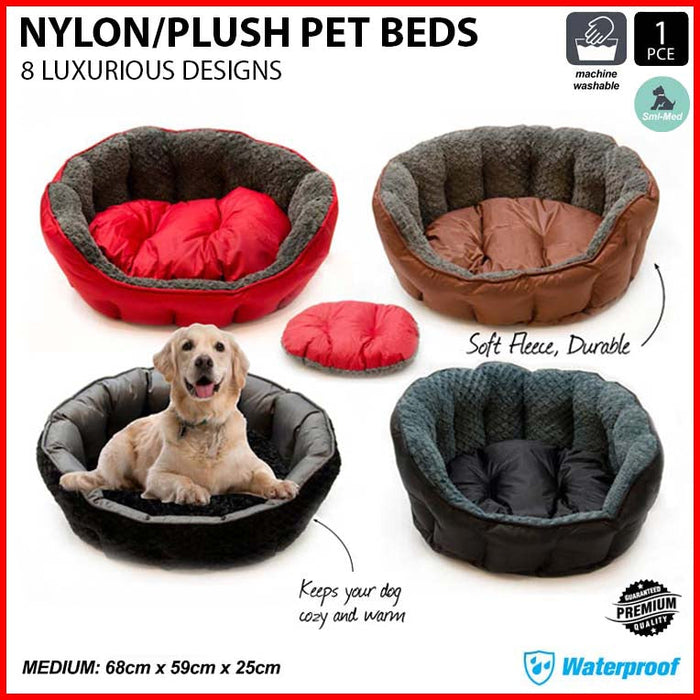 Dog Bed Cat Pet Beds Reversible Bedding Luxury Puppy Soft Waterproof Large Red