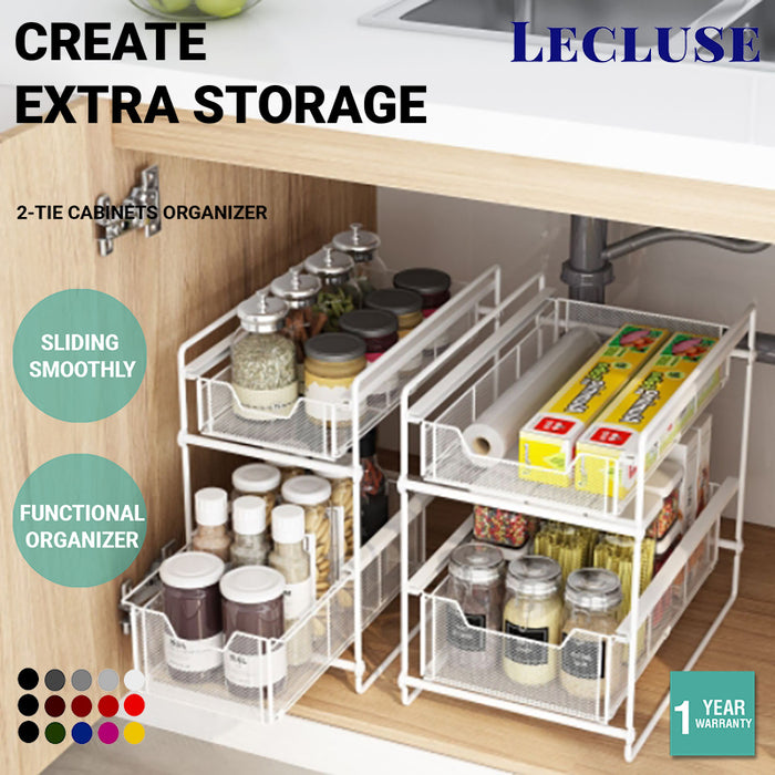 Lecluse 2-Tie Cabinets Organizer With Mesh Sliding Drawers Ideal Cabinet, Counte