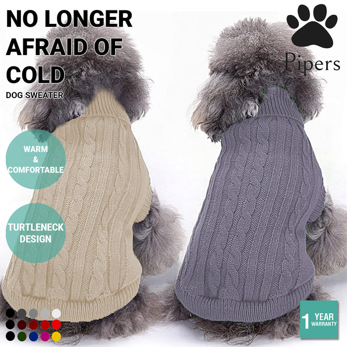 Pipers Dog Sweater Pet Clothes Classic Knitwear Winter Warm Coat Turtleneck