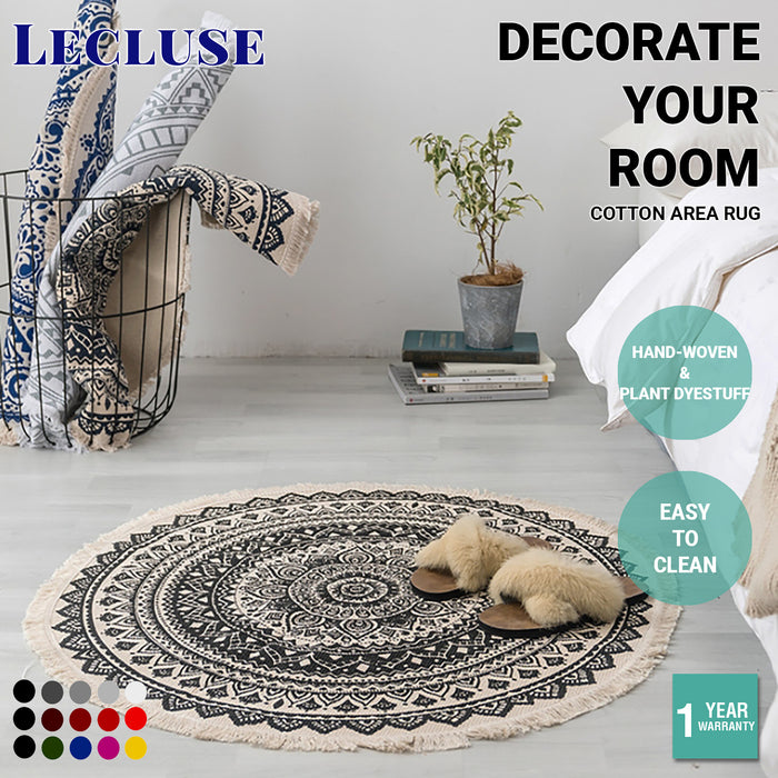 Lecluse Cotton Area Rug Living Room Mat Hand Woven Floor Carpet Round/Rectangle