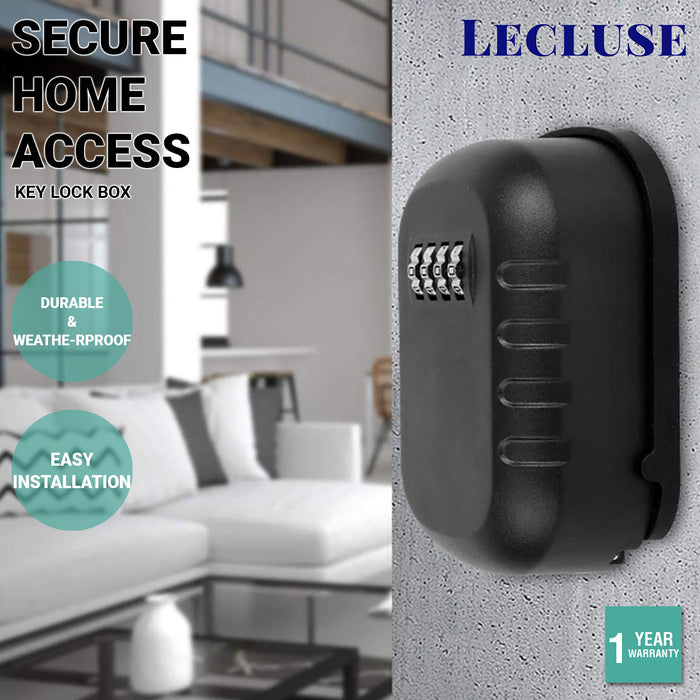 Lecluse Key Lock Box Storage Case Wall Mounted 4 Digit Password Security Hider