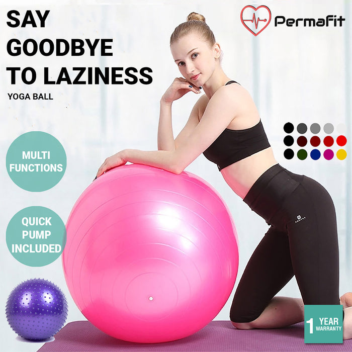 Permafit Yoga Spiky Ball Gymnastic Exercise Fitness Balance Strength With Pump