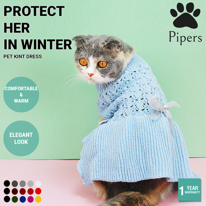 Pipers Pet Knit Dress Small Dogs Cats Skirt Sweater Winter Clothes Warm Acrylic