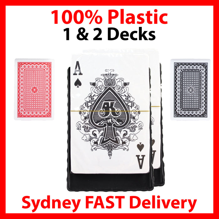 2 Pack Playing Cards Plastic Decks Card Games Deck Waterproof Case Black & Red