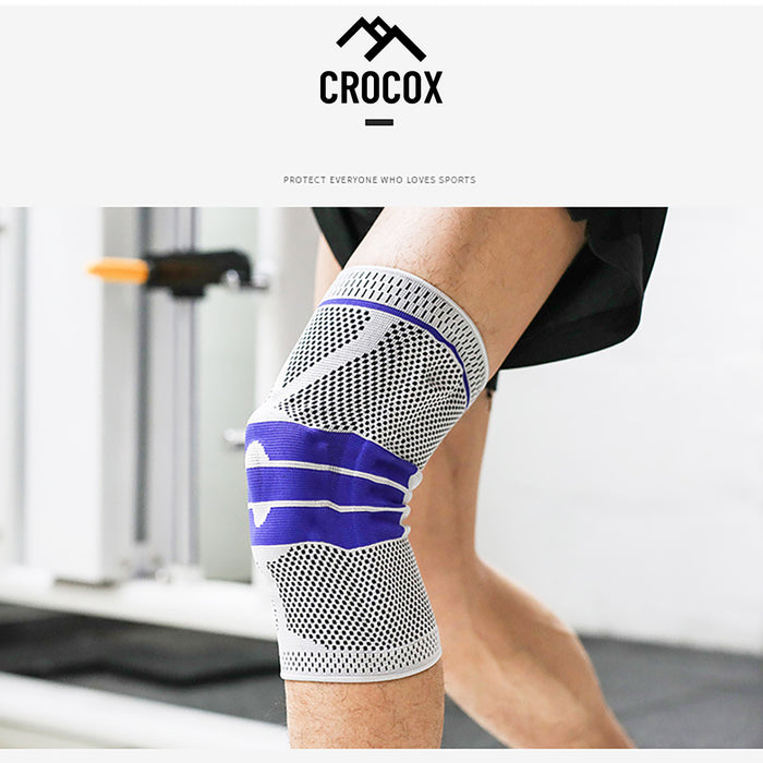 Crocox Knee Braces Support Strap Compression Sleeve Silicone Pad M L XL Adult